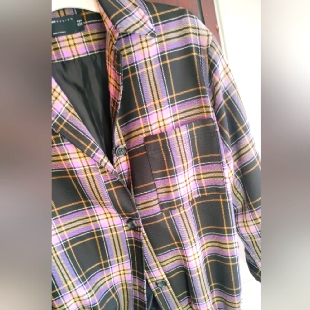 ASOS Black and Purple Plaid Blazer